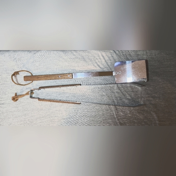 Mid Century Teak & Stainless Steel Barbecue 2 Piece Barbecue Set - Picture 1 of 6